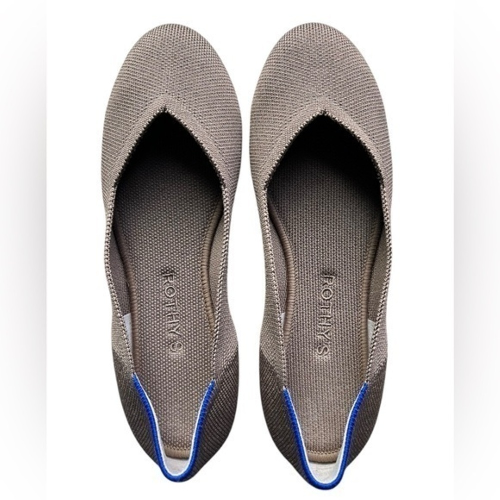 Rothy's Classic Flat,brown Ecru with tortoise shell rubber sole size 7.5